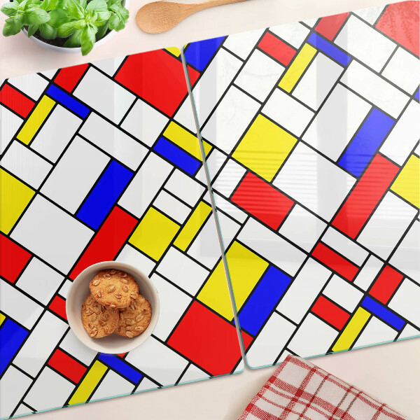 Chopping board glass Geometry in the Mondrian style