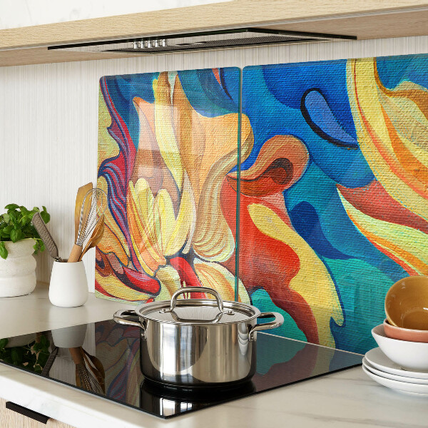 Glass chopping board Colorful flowers on an abstract background