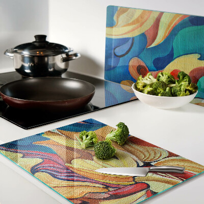 Glass chopping board Colorful flowers on an abstract background