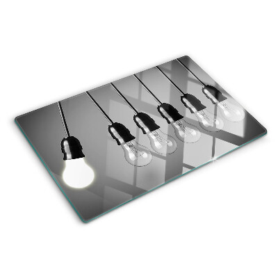 Glass kitchen board Light bulbs on cables