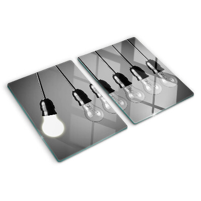 Glass kitchen board Light bulbs on cables
