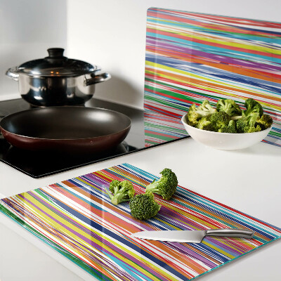 Chopping board glass Colorful stripes in different shades