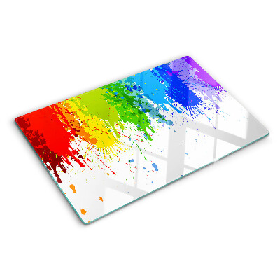 Glass chopping board Colorful paint stains