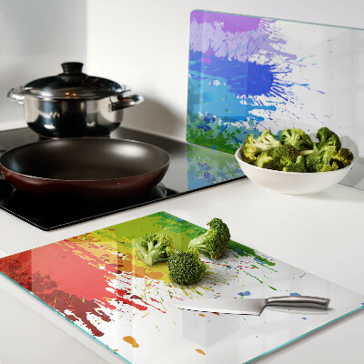 Glass chopping board Colorful paint stains