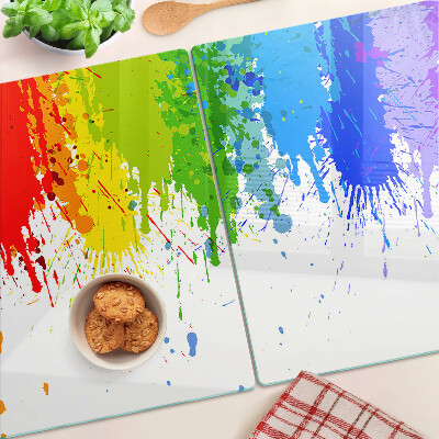 Glass chopping board Colorful paint stains