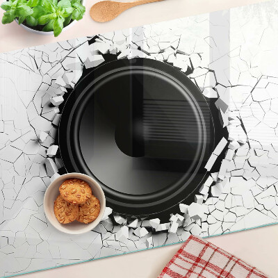 Glass kitchen board Speaker in a broken wall