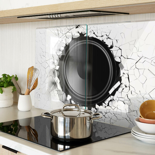 Glass kitchen board Speaker in a broken wall