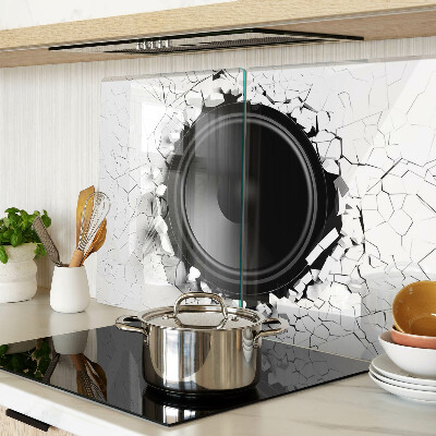 Glass kitchen board Speaker in a broken wall