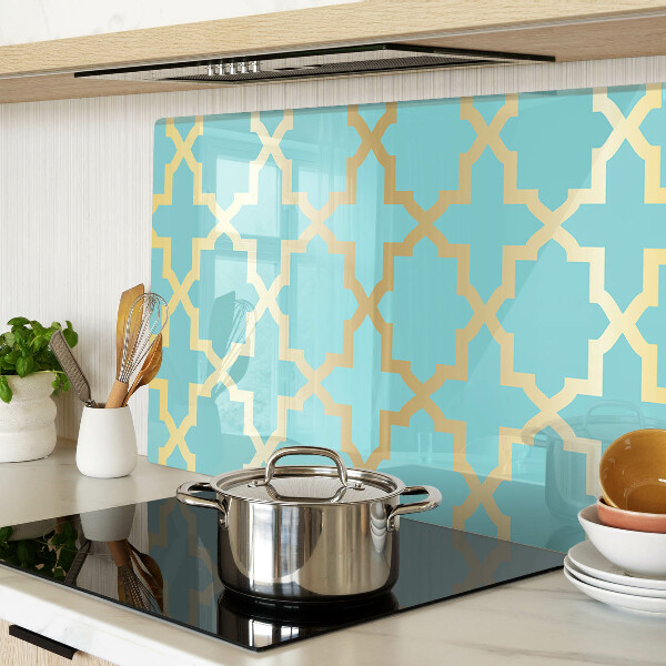 Chopping board glass Arabesque motif in shades of blue
