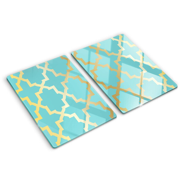 Chopping board glass Arabesque motif in shades of blue