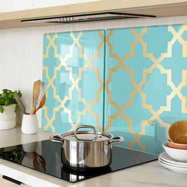 Chopping board glass Arabesque motif in shades of blue
