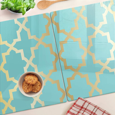 Chopping board glass Arabesque motif in shades of blue