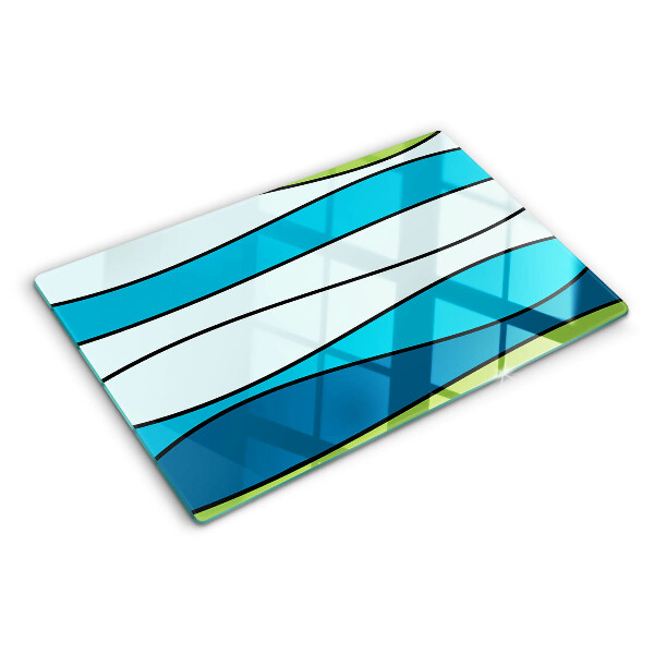 Cutting board Waves in shades of blue and green