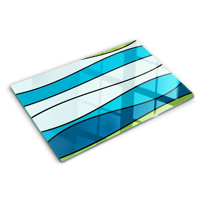 Cutting board Waves in shades of blue and green