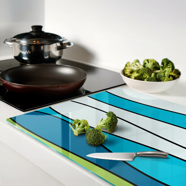 Cutting board Waves in shades of blue and green