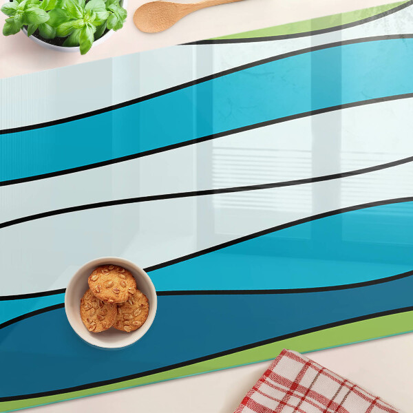 Cutting board Waves in shades of blue and green