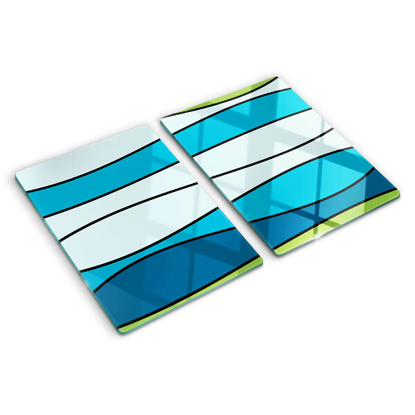 Cutting board Waves in shades of blue and green