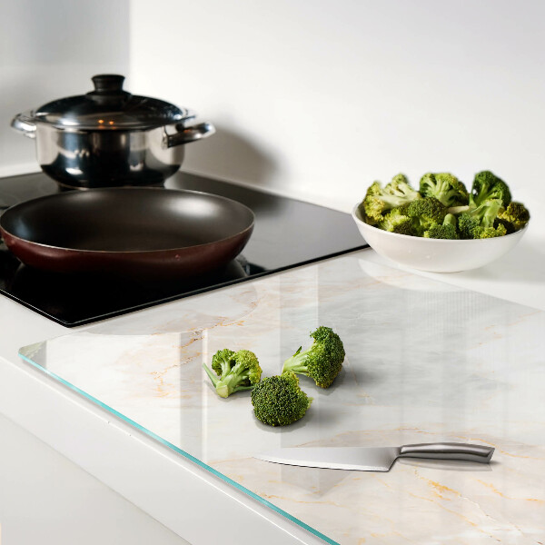 Glass chopping board Marble pattern with gold veins