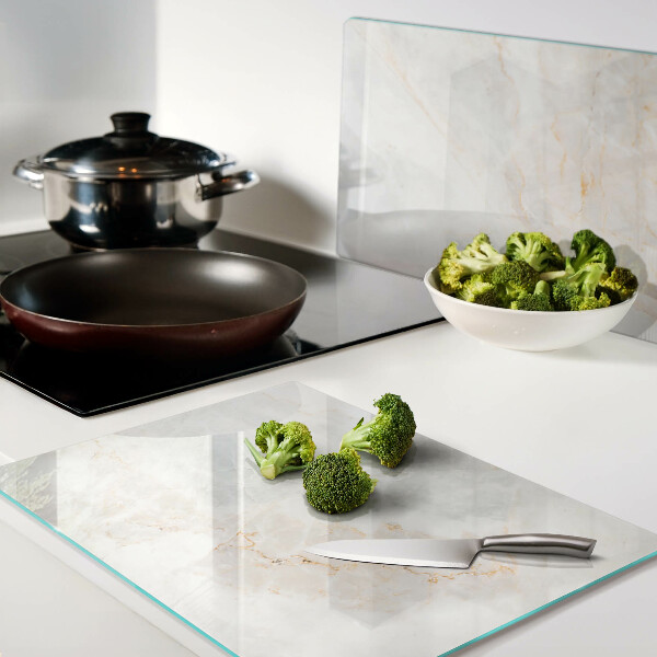 Glass chopping board Marble pattern with gold veins