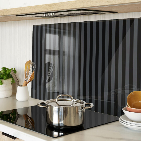 Glass kitchen board Vertical stripes in shades of gray