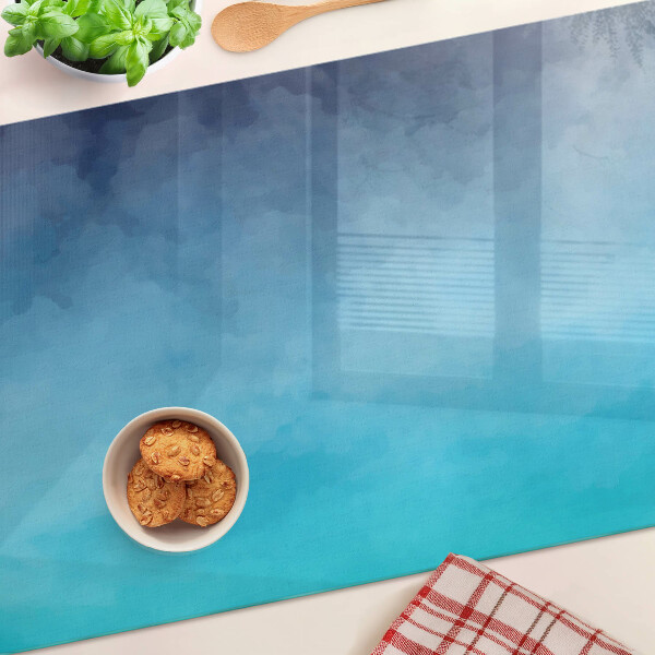 Chopping board glass Transparent fog in shades of blue