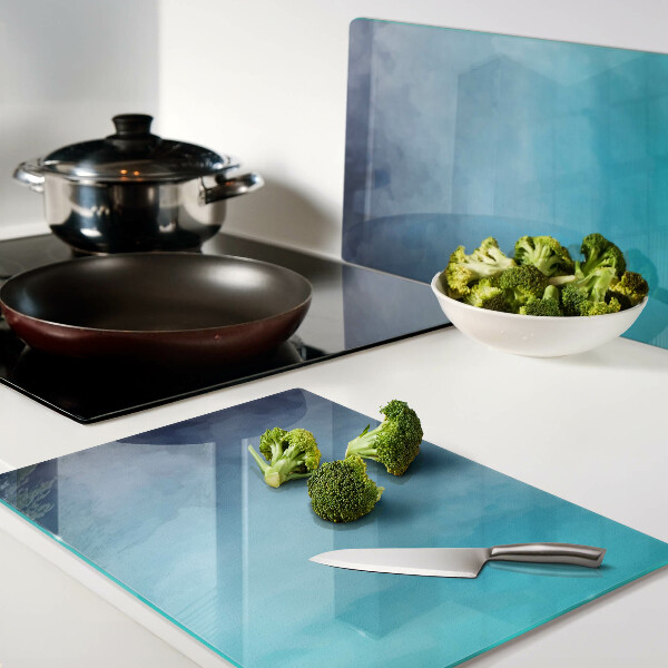 Chopping board glass Transparent fog in shades of blue
