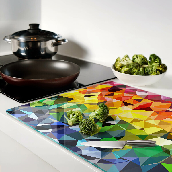 Glass chopping board Colorful mosaic of triangles