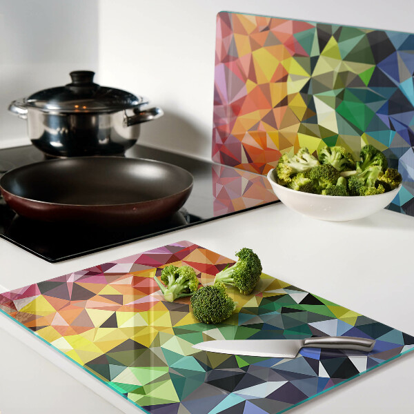Glass chopping board Colorful mosaic of triangles