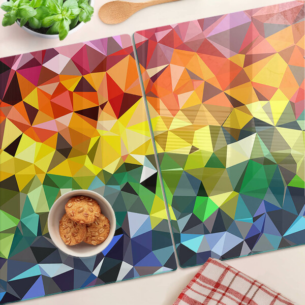 Glass chopping board Colorful mosaic of triangles