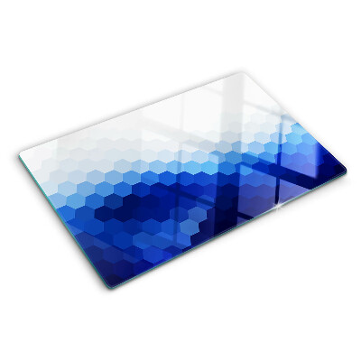 Glass kitchen board Blue hexagons in gradients