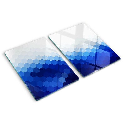 Glass kitchen board Blue hexagons in gradients