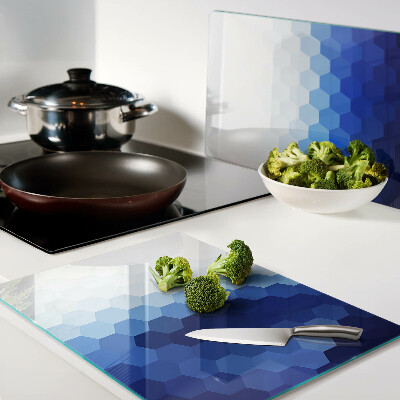 Glass kitchen board Blue hexagons in gradients