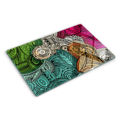 Chopping board Mandala motif with colorful patterns