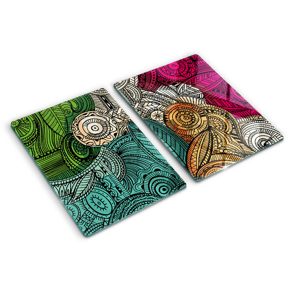 Chopping board Mandala motif with colorful patterns