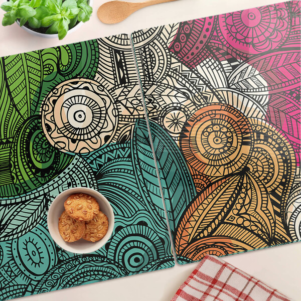 Chopping board Mandala motif with colorful patterns