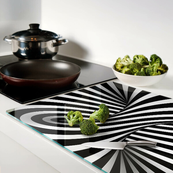 Cutting board Black and white spiral pattern