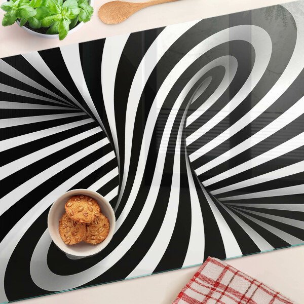 Cutting board Black and white spiral pattern