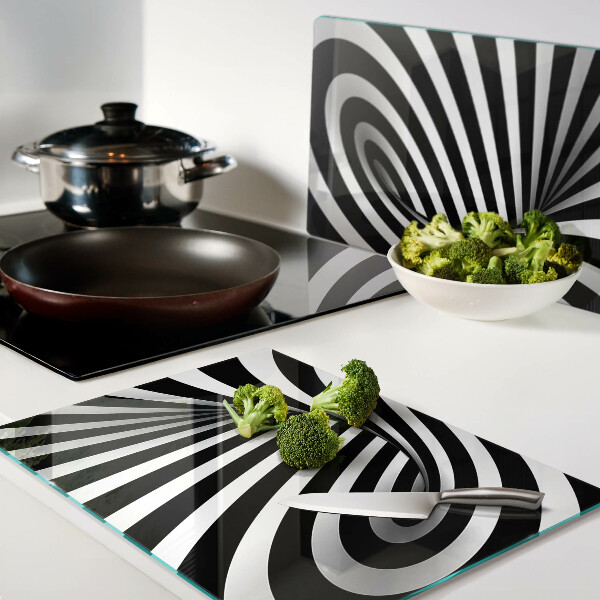 Cutting board Black and white spiral pattern