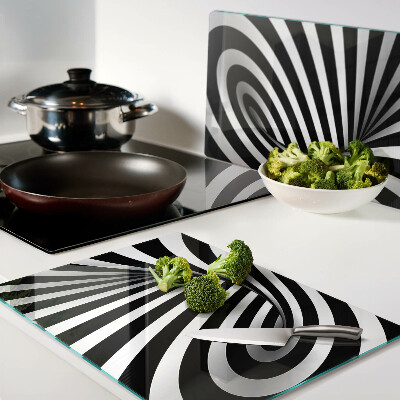 Cutting board Black and white spiral pattern