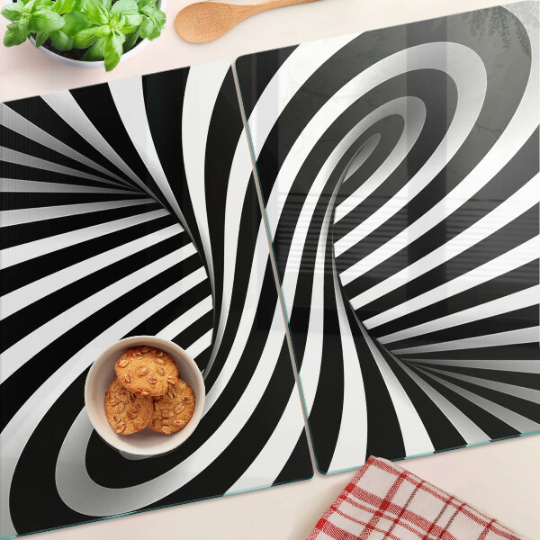Cutting board Black and white spiral pattern