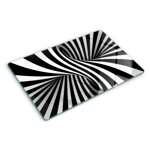Glass chopping board Spiral pattern in black and white