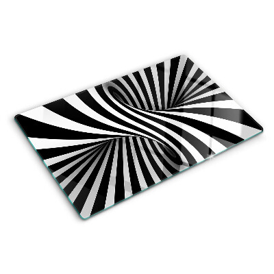 Glass chopping board Spiral pattern in black and white