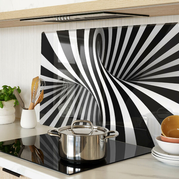 Glass chopping board Spiral pattern in black and white