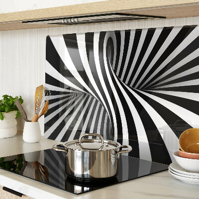 Glass chopping board Spiral pattern in black and white