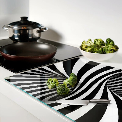 Glass chopping board Spiral pattern in black and white
