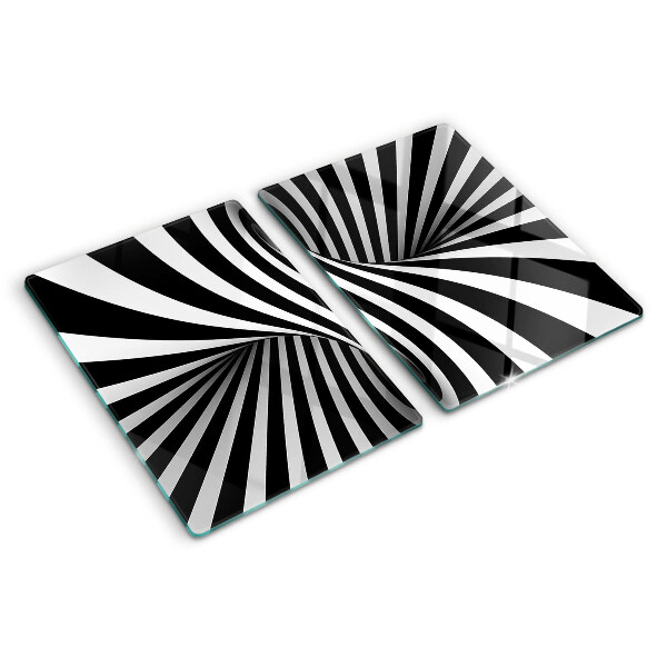 Glass chopping board Spiral pattern in black and white