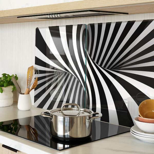 Glass chopping board Spiral pattern in black and white