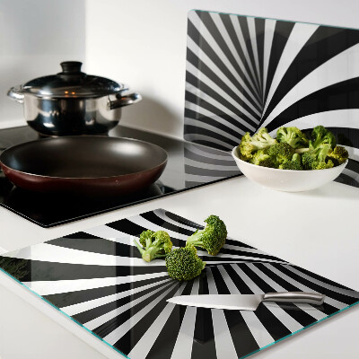 Glass chopping board Spiral pattern in black and white