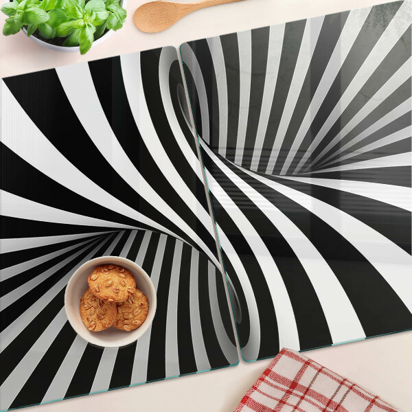 Glass chopping board Spiral pattern in black and white