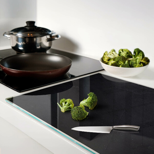 Glass kitchen board Black marble texture